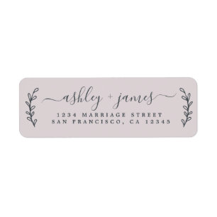Étiquette Chic Script Pastel Purple Mariage Adresse de retou
