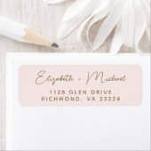 Étiquette Chic Script Pink Gold Mariage Adresse de retour (En situation)