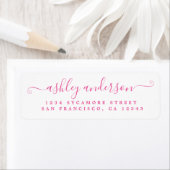Étiquette Chic Script Pink Ink Name Adresse de retour (En situation)