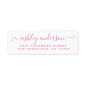 Étiquette Chic Script Pink Ink Name Adresse de retour (Devant)