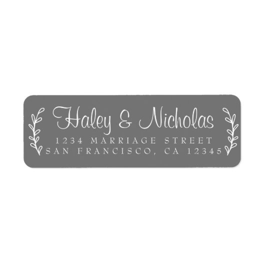 Étiquette Chic Script Rustic Foliage Mariage Adresse de reto (Devant)