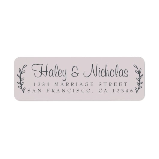 Étiquette Chic Script Rustic Foliage Mariage Adresse de reto (Devant)