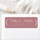 Étiquette Chic Script Rustic Foliage Mariage Adresse de reto (En situation)