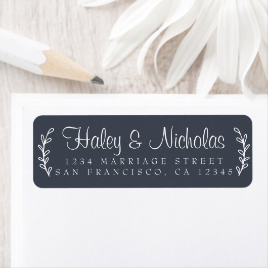 Étiquette Chic Script Rustic Foliage Mariage Adresse de reto (En situation)