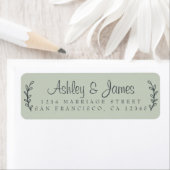 Étiquette Chic Script Rustic Foliage Mariage Adresse de reto (En situation)