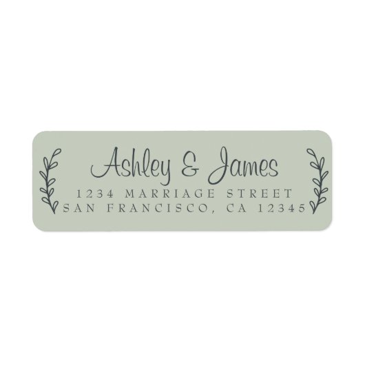 Étiquette Chic Script Rustic Foliage Mariage Adresse de reto (Devant)