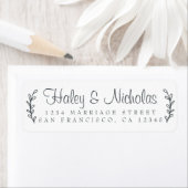 Étiquette Chic Script Rustic Foliage Mariage Adresse de reto (En situation)