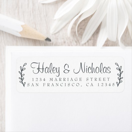 Étiquette Chic Script Rustic Foliage Mariage Adresse de reto (En situation)