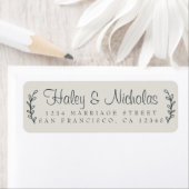 Étiquette Chic Script Rustic Foliage Mariage Adresse de reto (En situation)