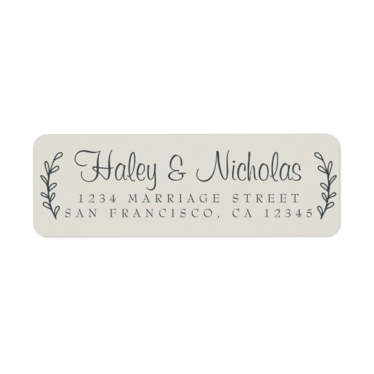 Étiquette Chic Script Rustic Foliage Mariage Adresse de reto (Devant)