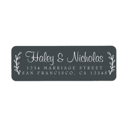 Étiquette Chic Script Rustic Foliage Mariage Adresse de reto (Devant)