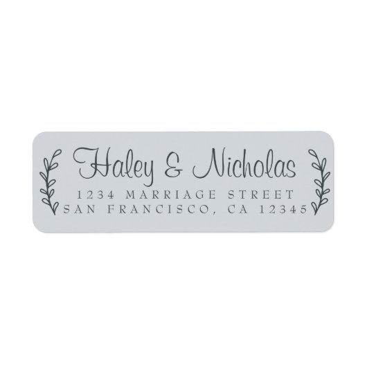Étiquette Chic Script Rustic Foliage Mariage Adresse de reto (Devant)