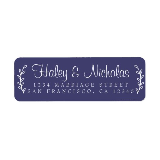 Étiquette Chic Script Rustic Foliage Mariage Adresse de reto (Devant)