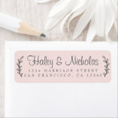 Étiquette Chic Script Rustic Foliage Mariage Adresse de reto (En situation)
