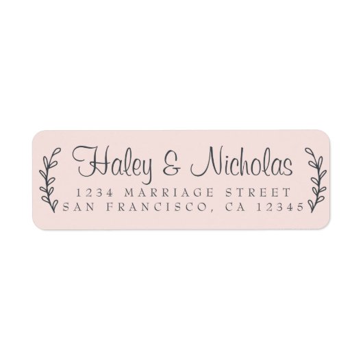 Étiquette Chic Script Rustic Foliage Mariage Adresse de reto (Devant)