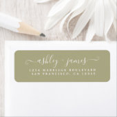 Étiquette Chic Script Sage Green Mariage Adresse de retour (En situation)