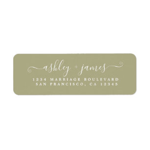 Étiquette Chic Script Sage Green Mariage Adresse de retour