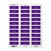 Étiquette Chic Script violet Mariage blanc Adresse de retour (Feuille entière)