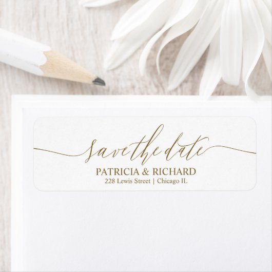 Étiquette Chic Script Wedding Enregistrer L'Adresse Date Ret (En situation)