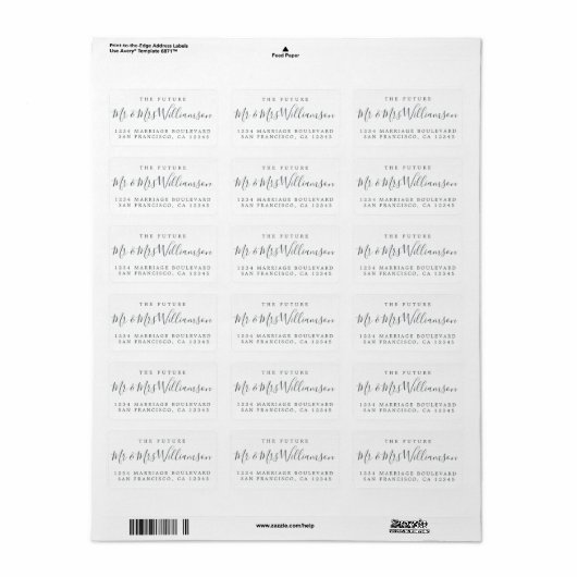 Étiquette Chic Simple Future M. Mme Mariage Retour Adresse (Feuille entière)