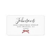 Étiquette Chic Simple Red Bow Script Family Return Address (Devant)