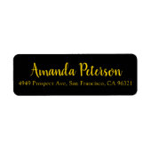 Étiquette Chic Simple Script Gold et Black Return Adresse (Devant)