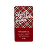 Étiquette Chic Sparkly Plaid Merry Christmas Return Address (Devant)
