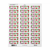 Étiquette Chic Tropical Print Aquarelle Designer rose (Feuille entière)