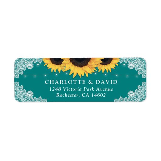 Étiquette Chic Turquoise dentelle Tournesol Retourner l'adre (Devant)