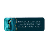 Étiquette Chic Turquoise Gold Parties scintillant Agate Adre (Devant)