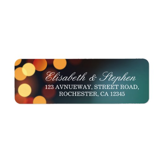 Étiquette Chic Turquoise or Bokeh Parties scintillant chaîne (Devant)