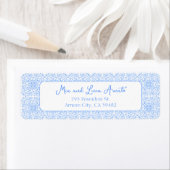 Étiquette Chic Whimsical Blue Carrelage Motif Méditerranée (En situation)