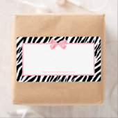 Étiquette Chic Zebra Print Boutique Light True Pink Ribbon (En situation)
