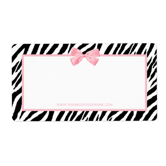 Étiquette Chic Zebra Print Boutique Light True Pink Ribbon (Devant)