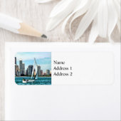 Étiquette Chicago IL - Voilier contre Chicago Skyline (En situation)