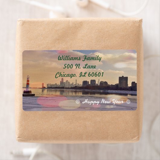 Étiquette Chicago Skyline (En situation)