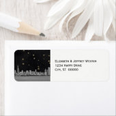 Étiquette Chicago Skyline Black Gold Star (En situation)