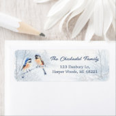 Étiquette Chickadee Bird in Winter Return Address Label (En situation)