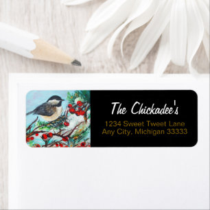 Étiquette Chickadee doux Chanson Oiseau Peinture d'hiver Éti