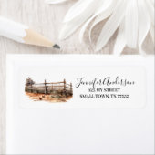 Étiquette Chicken Farm Fence Fun Address (En situation)