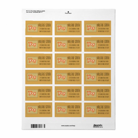 Étiquette Chien (Feuille entière)