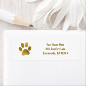 Étiquette Chien à chiot en or Paw Faux Gold (En situation)