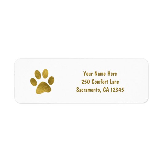 Étiquette Chien à chiot en or Paw Faux Gold (Devant)