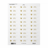 Étiquette Chien à chiot en or Paw Faux Gold (Feuille entière)