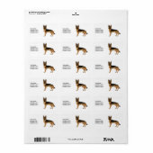 Étiquette Chien Berger Allemand Noir Et Tan Avec Texte Perso (Feuille entière)