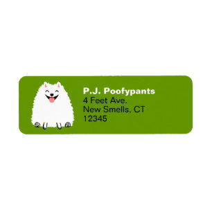 Étiquette Chien blanc drôle de bande dessinée de Pomerania