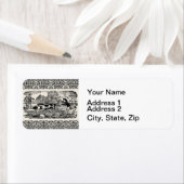 Étiquette Chien courant art animal antique illustration vict (En situation)