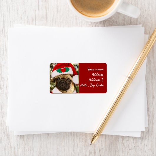 Étiquette chien de Carlin de Noël (En situation)