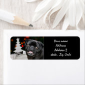 Étiquette chien de carlin de Noël (En situation)