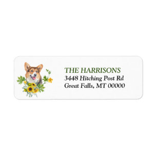 Étiquette Chien de Corgi gallois de tournesol Eucalyptus Car